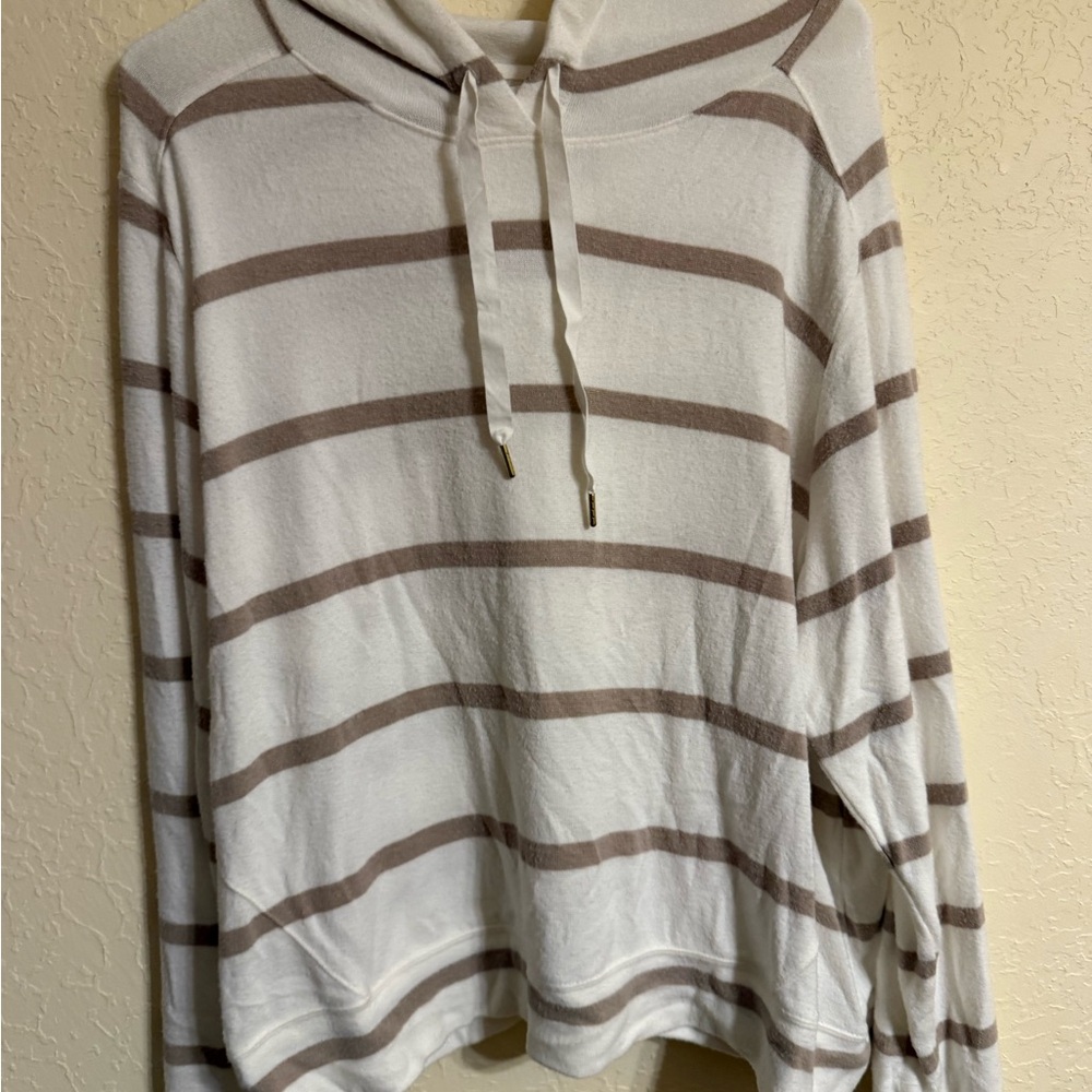 Sonoma Cream and Brown Striped Hoodie